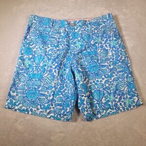 Lilly Pulitzer Shorts Mens 34 Blue Green Fitz Seashell Starfish Nautical Print